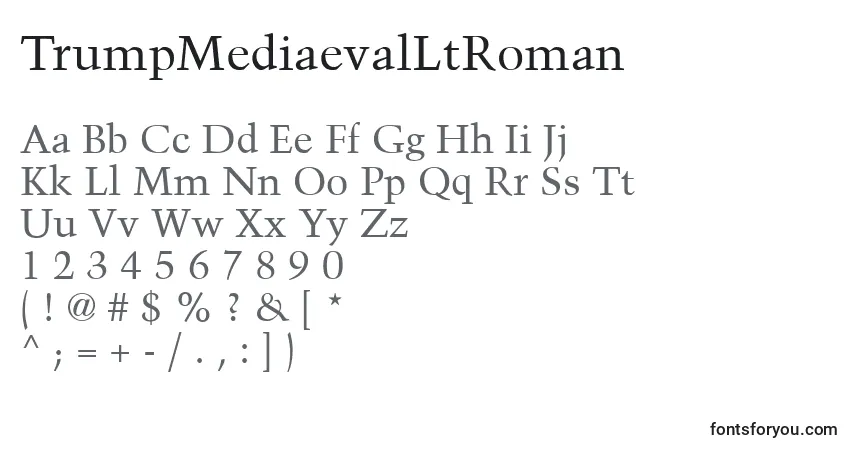A fonte TrumpMediaevalLtRoman – alfabeto, números, caracteres especiais
