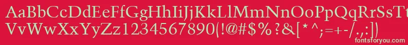 フォントTrumpMediaevalLtRoman – 赤い背景に緑の文字