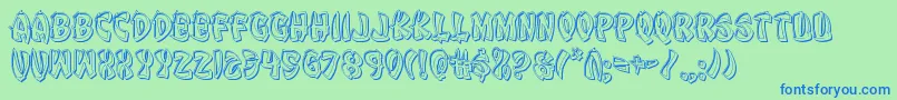 Eggrollengrave-Schriftart – Blaue Schriften auf grünem Hintergrund