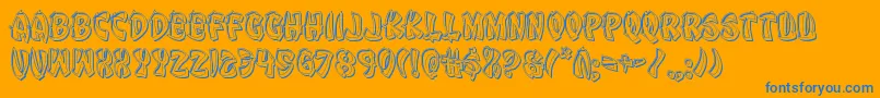 Eggrollengrave-Schriftart – Blaue Schriften auf orangefarbenem Hintergrund