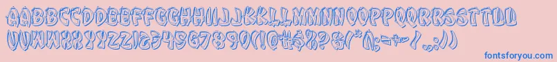 Eggrollengrave-Schriftart – Blaue Schriften auf rosa Hintergrund