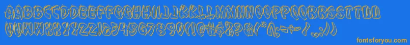 Eggrollengrave-Schriftart – Orangefarbene Schriften auf blauem Hintergrund