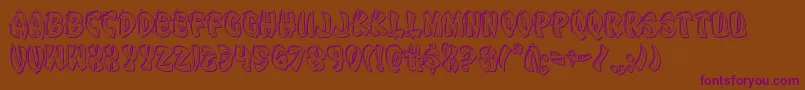 Eggrollengrave-Schriftart – Violette Schriften auf braunem Hintergrund