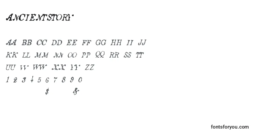 Czcionka Ancientstory – alfabet, cyfry, specjalne znaki