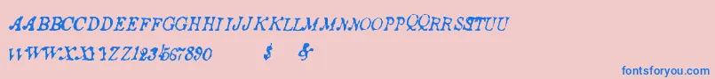 Ancientstory-Schriftart – Blaue Schriften auf rosa Hintergrund