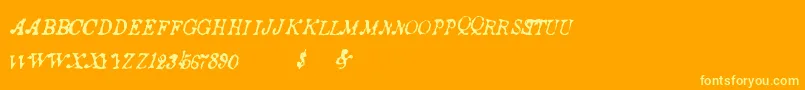 Czcionka Ancientstory – żółte czcionki na pomarańczowym tle