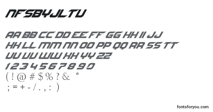 Шрифт NfsByJltv – алфавит, цифры, специальные символы