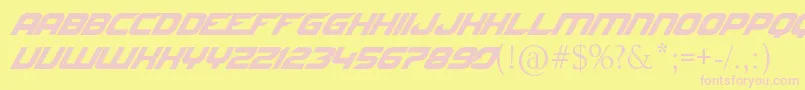NfsByJltv-fontti – vaaleanpunaiset fontit keltaisella taustalla