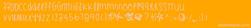 Tammyrae-fontti – vaaleanpunaiset fontit oranssilla taustalla
