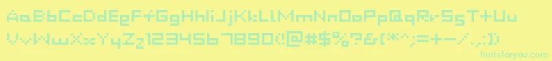 Dustdot-Schriftart – Grüne Schriften auf gelbem Hintergrund