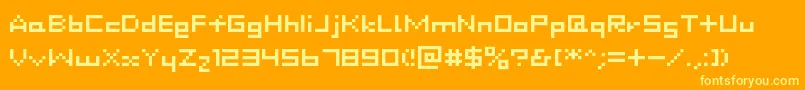 Dustdot Font – Yellow Fonts on Orange Background