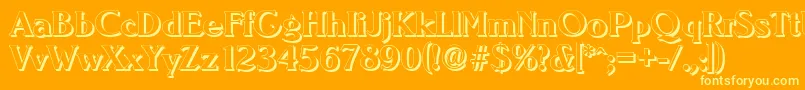 NevadashadowBold-Schriftart – Gelbe Schriften auf orangefarbenem Hintergrund