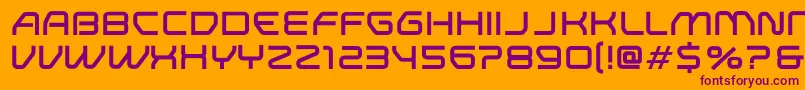Fonte ResearchRemixNormal – fontes roxas em um fundo laranja