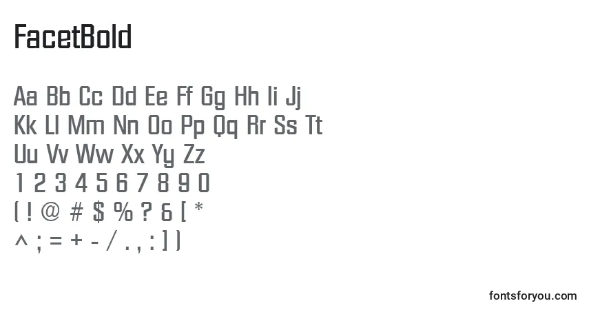 A fonte FacetBold – alfabeto, números, caracteres especiais