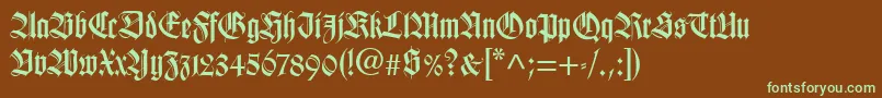 TudorSsiBold-fontti – vihreät fontit ruskealla taustalla