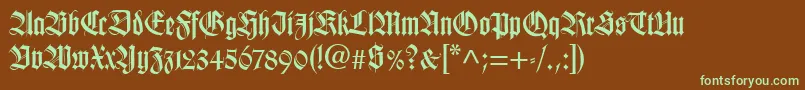 TudorSsiBold-Schriftart – Grüne Schriften auf braunem Hintergrund