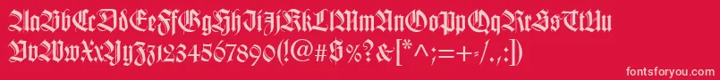TudorSsiBold-fontti – vaaleanpunaiset fontit punaisella taustalla