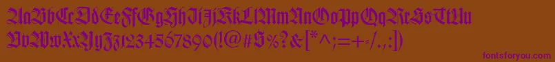 TudorSsiBold-Schriftart – Violette Schriften auf braunem Hintergrund