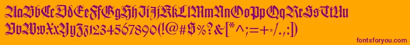 TudorSsiBold-Schriftart – Violette Schriften auf orangefarbenem Hintergrund