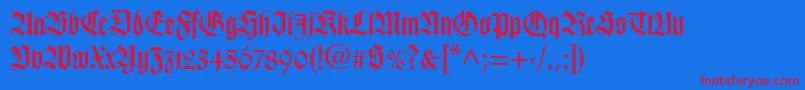 TudorSsiBold Font – Red Fonts on Blue Background