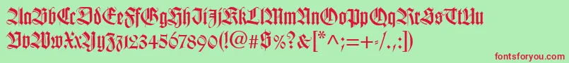 TudorSsiBold Font – Red Fonts on Green Background