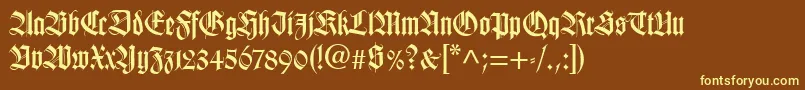 TudorSsiBold-fontti – keltaiset fontit ruskealla taustalla