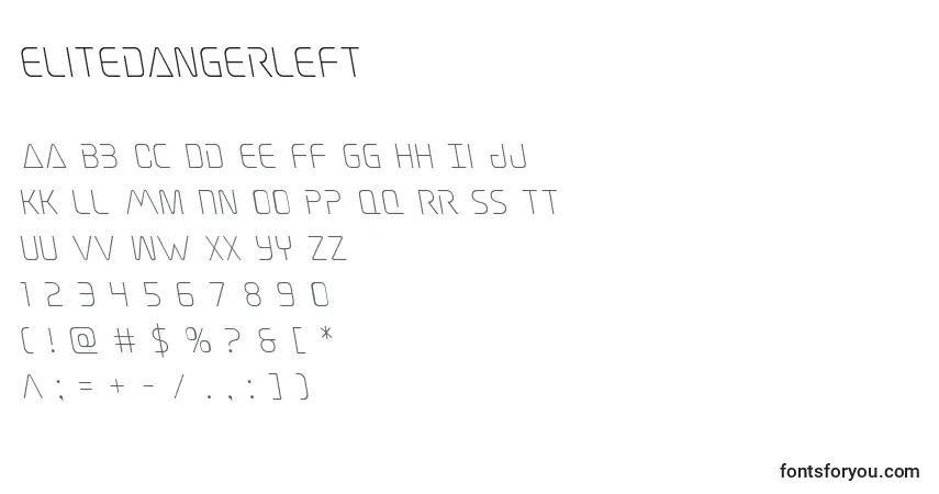 Czcionka Elitedangerleft – alfabet, cyfry, specjalne znaki