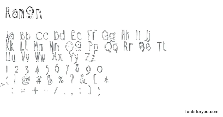 Шрифт Ramon – алфавит, цифры, специальные символы