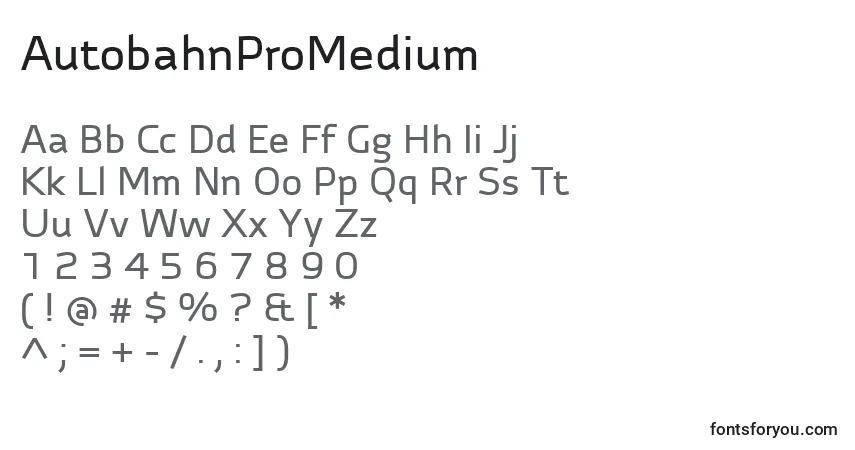 Шрифт AutobahnProMedium – алфавит, цифры, специальные символы