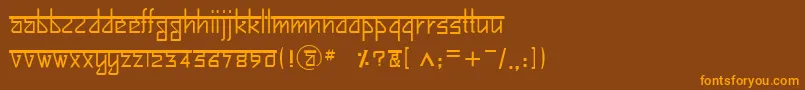 Weitere Informationen zur BitlingsujatraRegular-Schriftart BitlingsujatraRegular-Schriftart – Orangefarbene Schriften auf braunem Hintergrund
