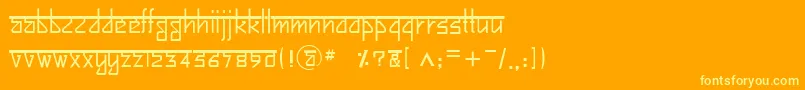 BitlingsujatraRegular-Schriftart – Gelbe Schriften auf orangefarbenem Hintergrund