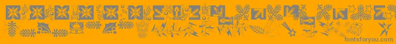 Lisätietoja Xmasornament2-fontista Xmasornament2-fontti – harmaat kirjasimet oranssilla taustalla