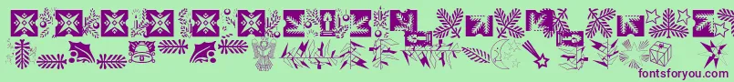 Czcionka Xmasornament2 – fioletowe czcionki na zielonym tle