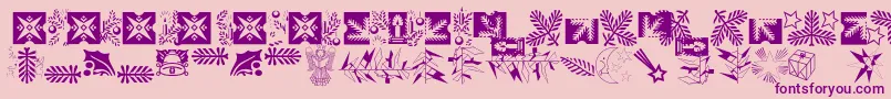 Fonte Xmasornament2 – fontes roxas em um fundo rosa