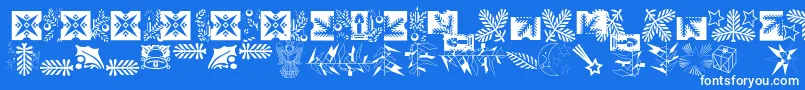 Fonte Xmasornament2 – fontes brancas em um fundo azul