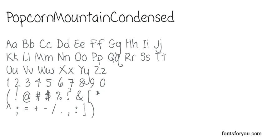 Шрифт PopcornMountainCondensed – алфавит, цифры, специальные символы