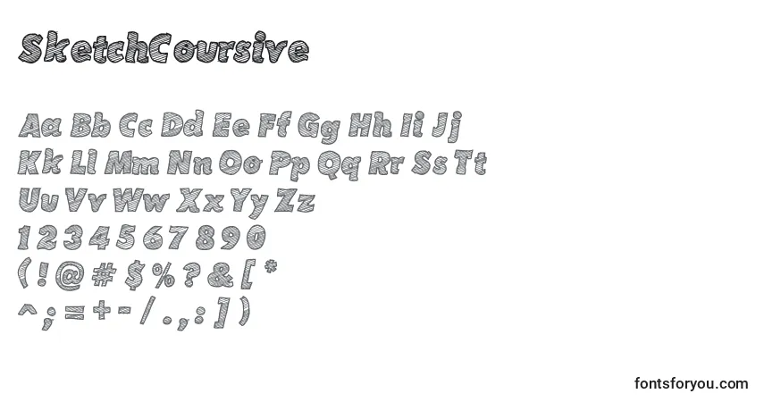 A fonte SketchCoursive – alfabeto, números, caracteres especiais