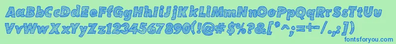 SketchCoursive Font – Blue Fonts on Green Background
