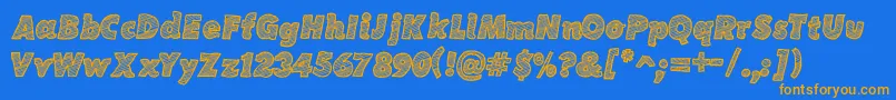 フォントSketchCoursive – オレンジ色の文字が青い背景にあります。