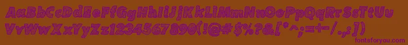 SketchCoursive-Schriftart – Violette Schriften auf braunem Hintergrund