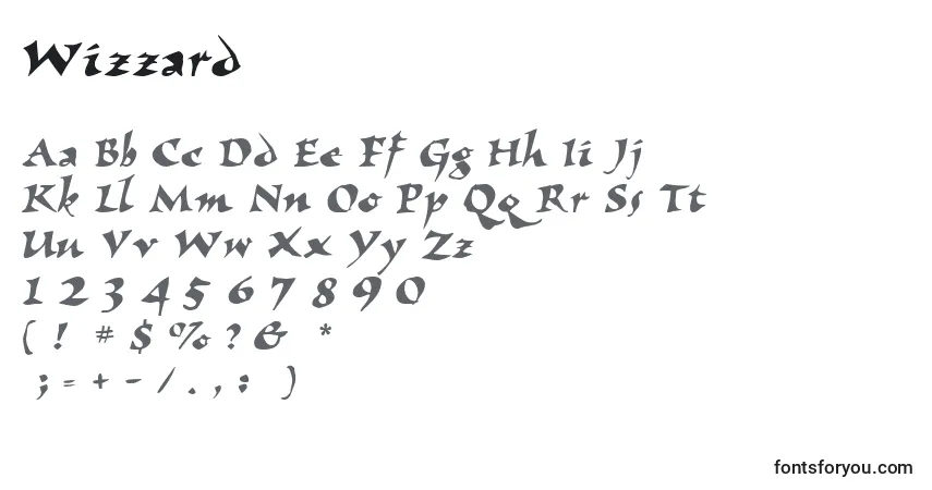 A fonte Wizzard – alfabeto, números, caracteres especiais