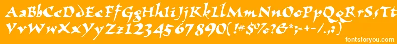 Wizzard-Schriftart – Weiße Schriften auf orangefarbenem Hintergrund