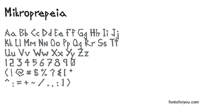 Schriftart Mikroprepeia – Alphabet, Zahlen, spezielle Symbole
