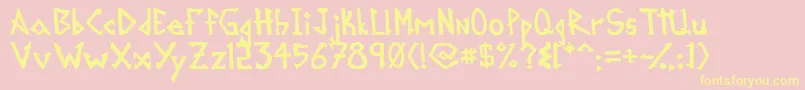 Mikroprepeia-Schriftart – Gelbe Schriften auf rosa Hintergrund
