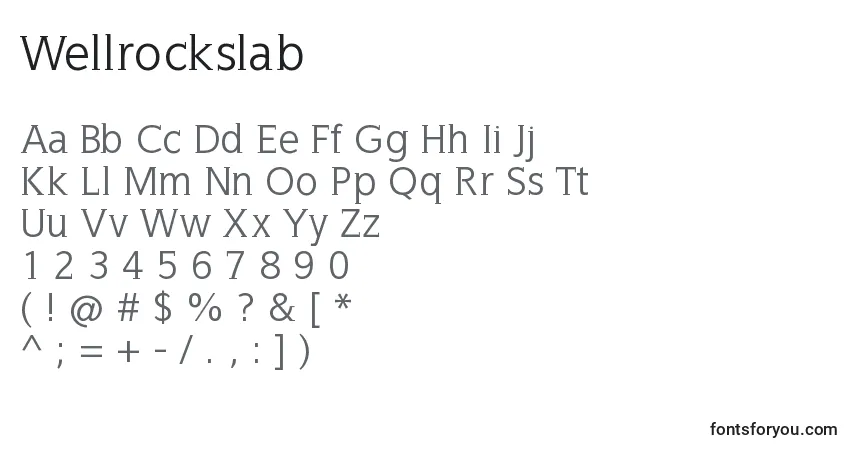 Czcionka Wellrockslab – alfabet, cyfry, specjalne znaki