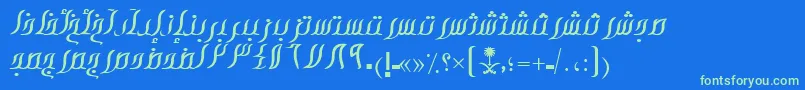 フォントAymOpohorSUNormal. – 青い背景に緑のフォント