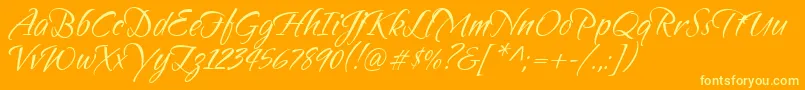 Sandytexthmkbold-Schriftart – Gelbe Schriften auf orangefarbenem Hintergrund