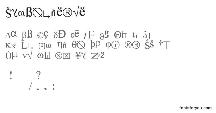 Czcionka Symbolnerve – alfabet, cyfry, specjalne znaki