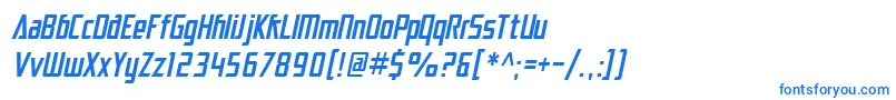 フォントSfElectrotomeCondensedOblique – 白い背景に青い文字