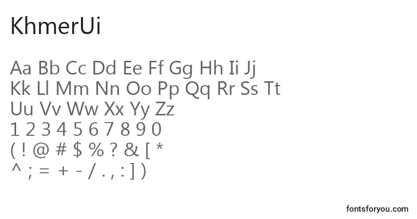 A fonte KhmerUi – alfabeto, números, caracteres especiais